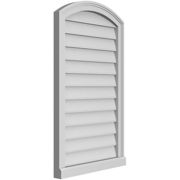 Arch Top Surface Mount PVC Gable Vent: Functional, W/ 2W X 2P Brickmould Sill Frame, 22W X 36H